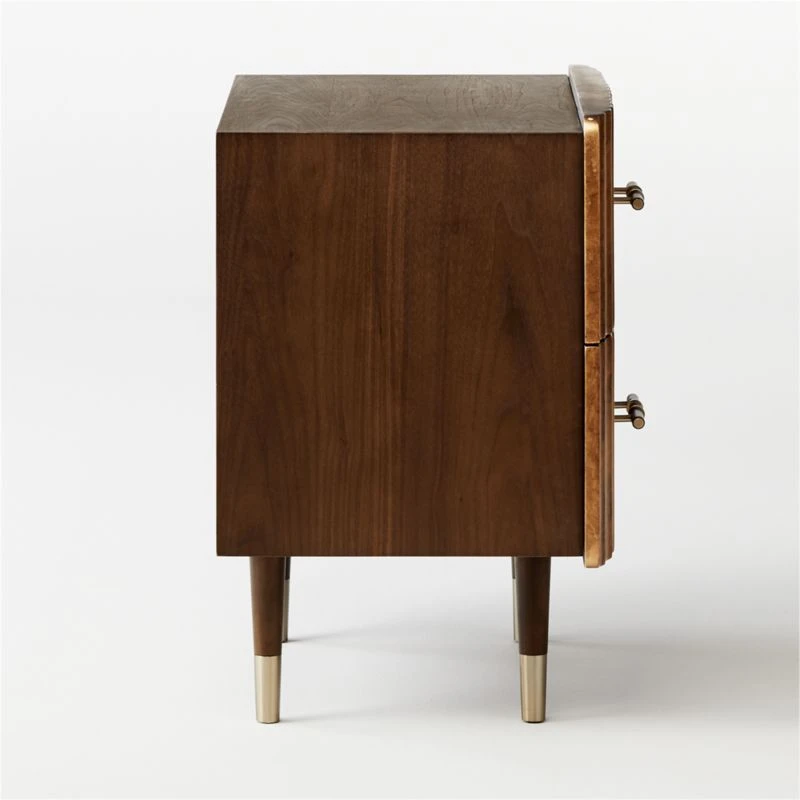 Crimped 2-Drawer Gold Leaf Nightstand - Image 6