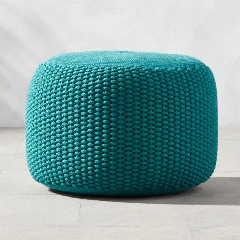 Criss Knit Emerald Pouf