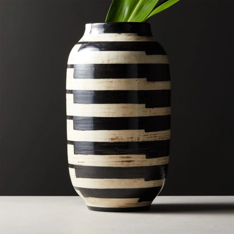 Cristo Black And White Striped Vase - Image 2