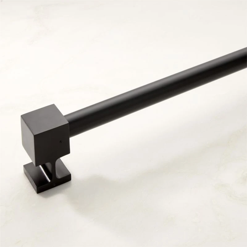 Matte Black Adjustable Curtain Rod With Cube Endcap 28''-48"