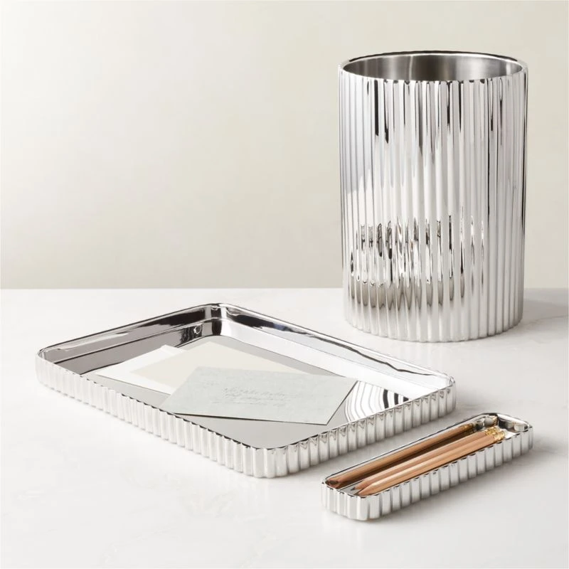 Danilo Pleated Stainless Steel Letter Tray - Image 2