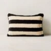 Elsie Black And White Striped Faux-Fur Throw Pillow With Down-Alternative Insert 18''x12''