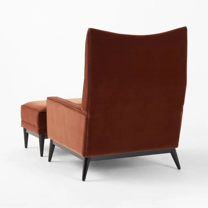 Embassy Bronze Brown Velvet Lounge Chair 314 And Ottoman 310 - Image 6