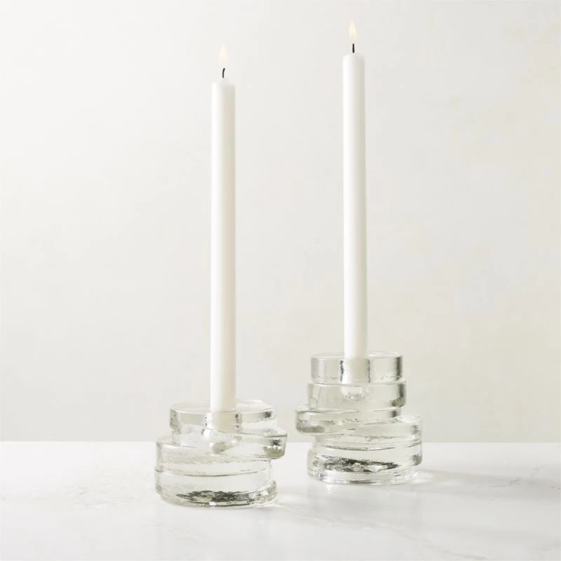 Emitt Cast Glass Taper Candle Holder Set Of 2 - Image 2