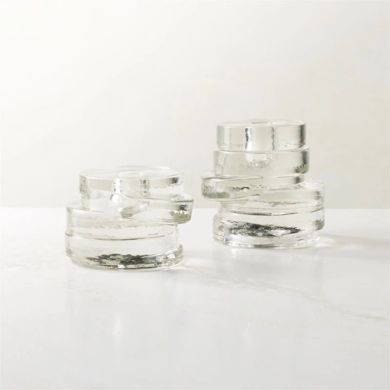 Emitt Cast Glass Taper Candle Holder Set Of 2