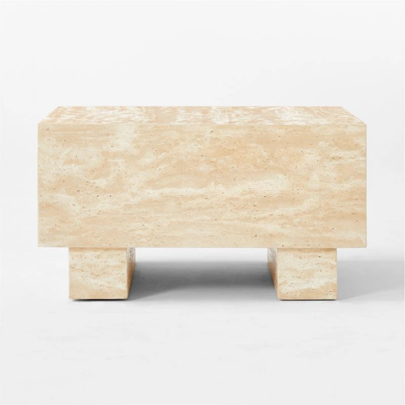 Enyo Square Travertine Side Table - Image 2