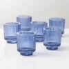 Ezra Blue Glass Tealight Candle Holders Set Of 6