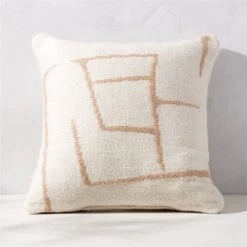 Faro Natural And White Outdoor Throw Pillow 20''