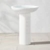 Flatform White Cement Birdbath
