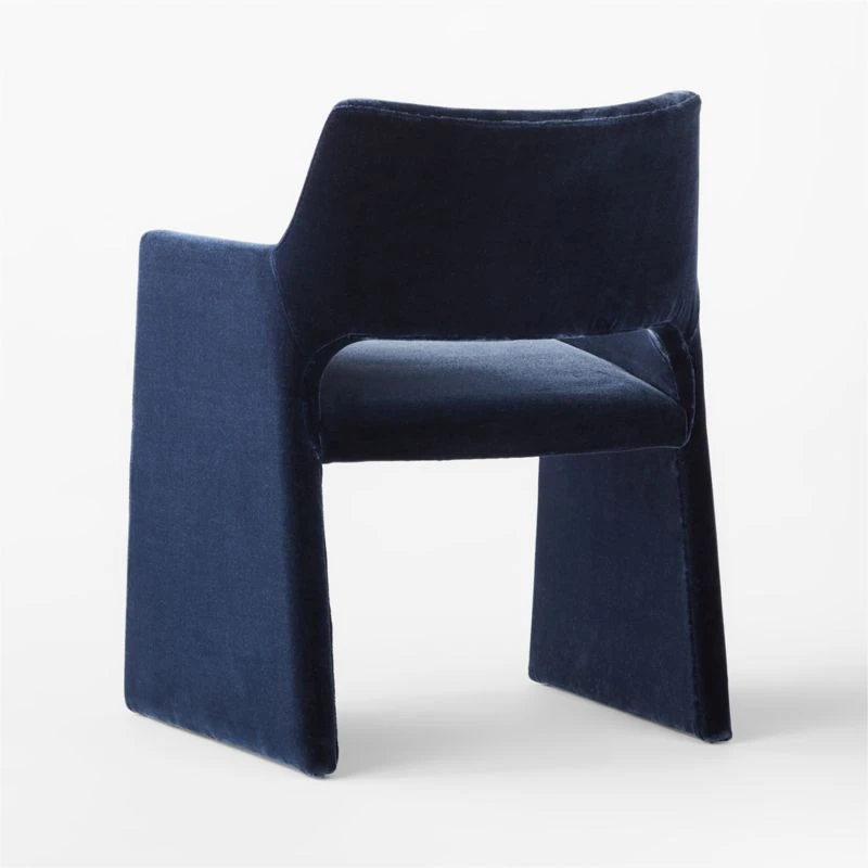 Foley Faux Mohair Navy Dining Armchair Set Of 4 - Image 2
