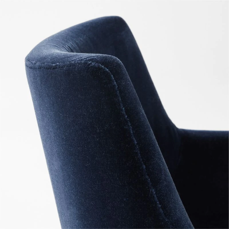Foley Faux Mohair Navy Dining Armchair Set Of 4 - Image 4