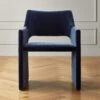 Foley Faux Mohair Navy Dining Armchair Set Of 4