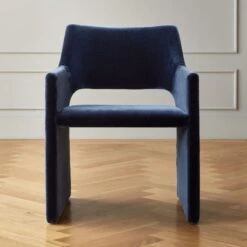Foley Faux Mohair Navy Dining Armchair Set Of 4