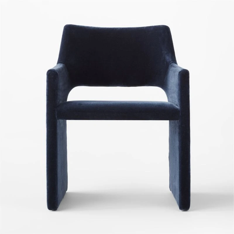 Foley Faux Mohair Navy Dining Armchair Set Of 4 - Image 6
