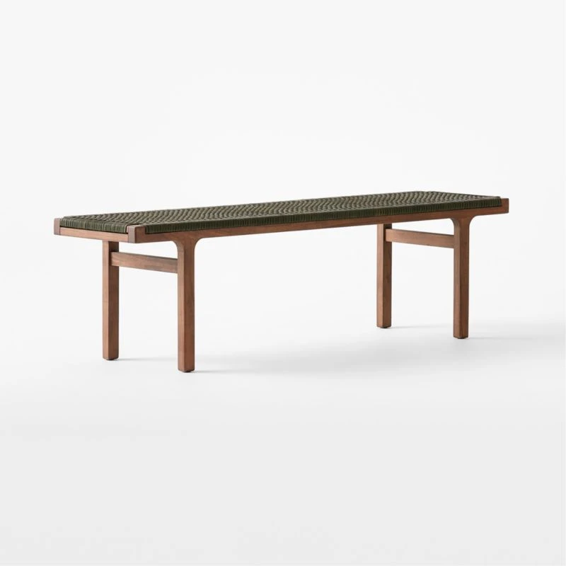 Large Green Leather Bench - Image 4