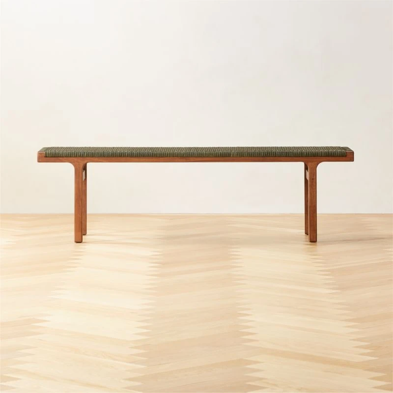 Large Green Leather Bench