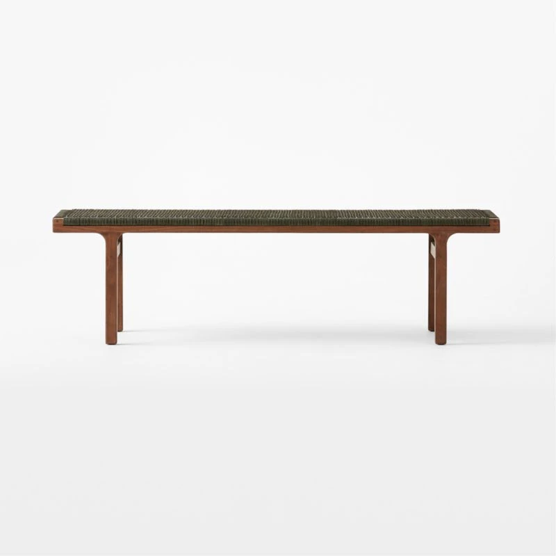 Large Green Leather Bench - Image 3