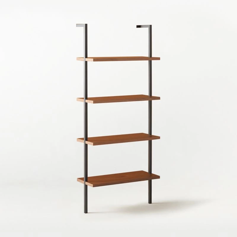 Helix Walnut Wood Wall Mount Bookshelf 70'' - Image 4