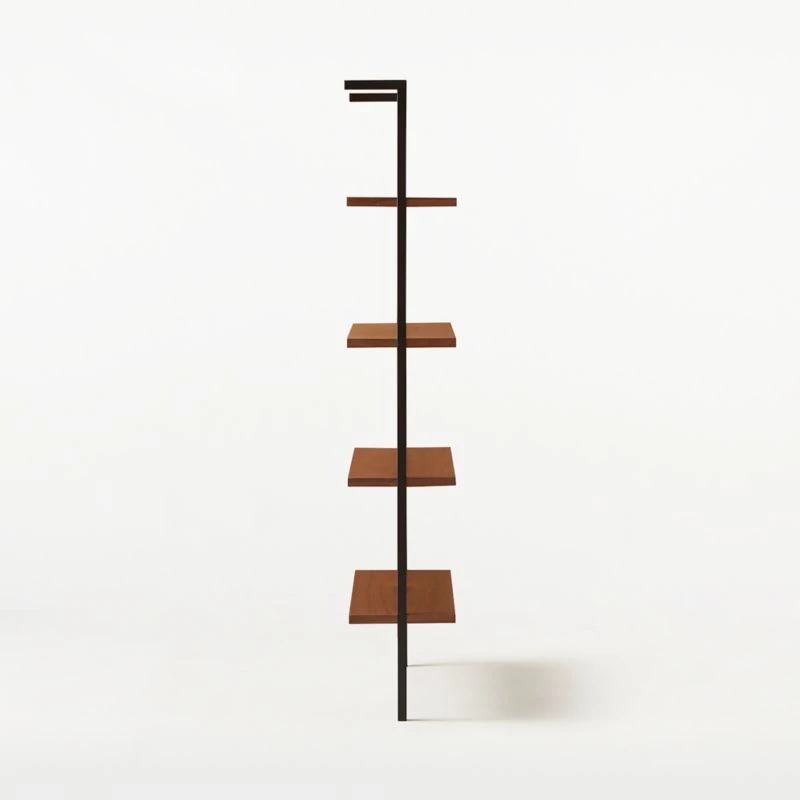 Helix Walnut Wood Wall Mount Bookshelf 70'' - Image 5