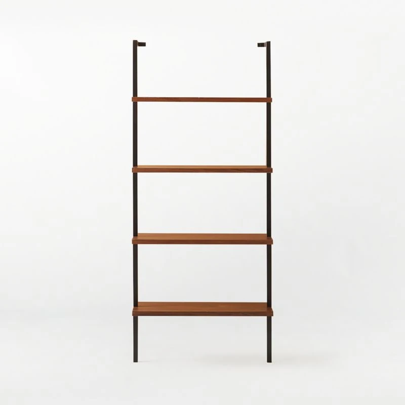 Helix Walnut Wood Wall Mount Bookshelf 70'' - Image 3
