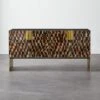 Tiled Horn And Acacia Wood Credenza