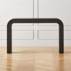 Horseshoe Black Lacquered Linen Console Table 52"