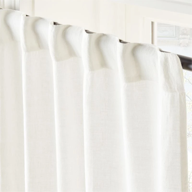 Heavyweight White Linen Window Curtain Panel 48''x84'' - Image 4