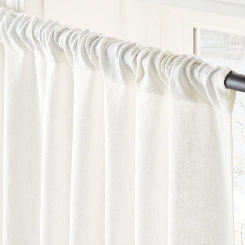Heavyweight White Linen Window Curtain Panel 48''x84'' - Image 3