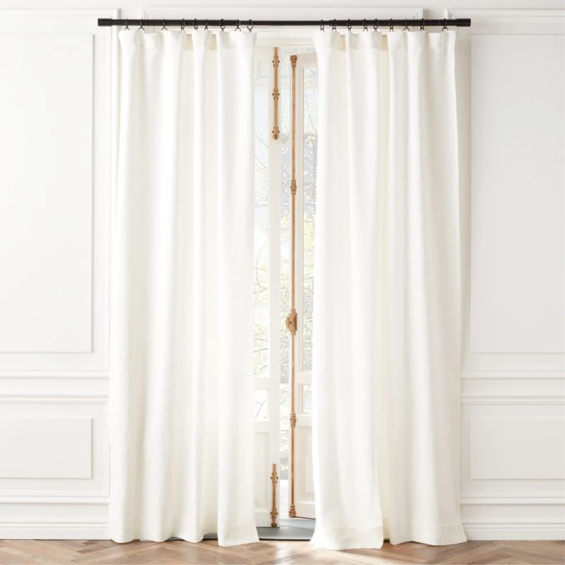 Heavyweight White Linen Window Curtain Panel 48''x84''