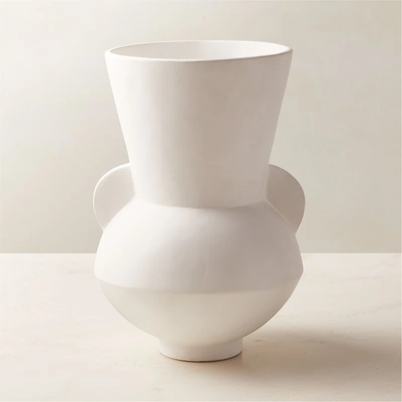 Hydra White Terracotta Vase
