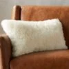Icelandic White Shorn Sheepskin Fur Throw Pillow With Down-Alternative Insert 23"x11''
