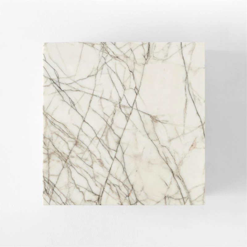 Ilise White Marble Outdoor Side Table - Image 8
