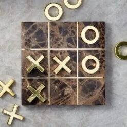 Indah Brown Marble Tic-Tac-Toe