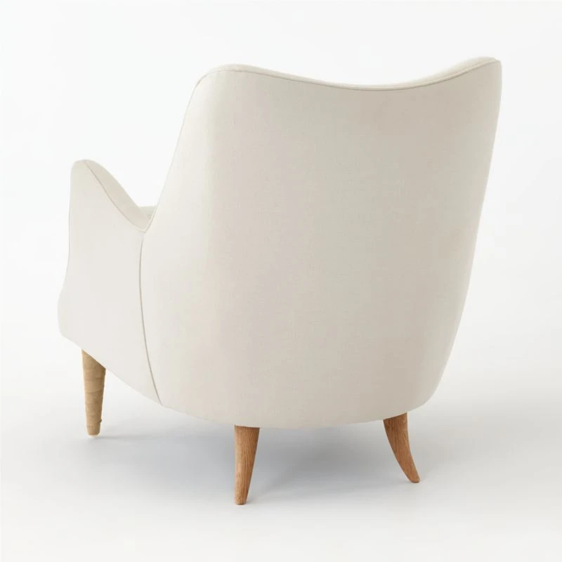 Jed Linen And Shearling Chair With Natural Legs - Image 6