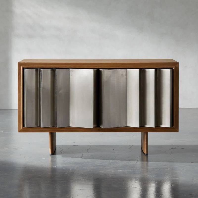 Kibo Steel And Oak Wood Media Console 42.5''