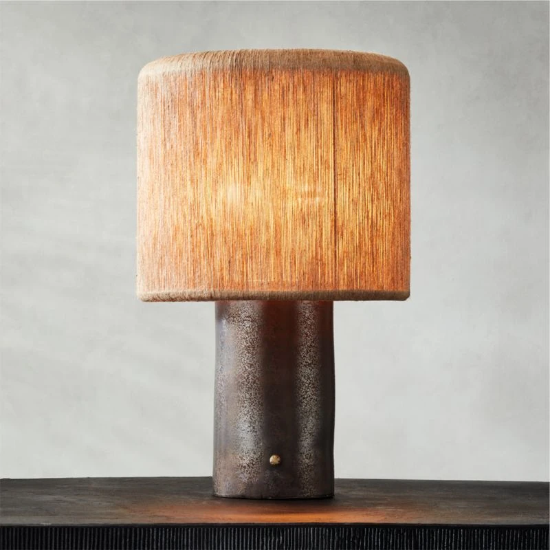 Ramble Tall Dark Brown Ceramic Table Lamp With Jute Shade - Image 2