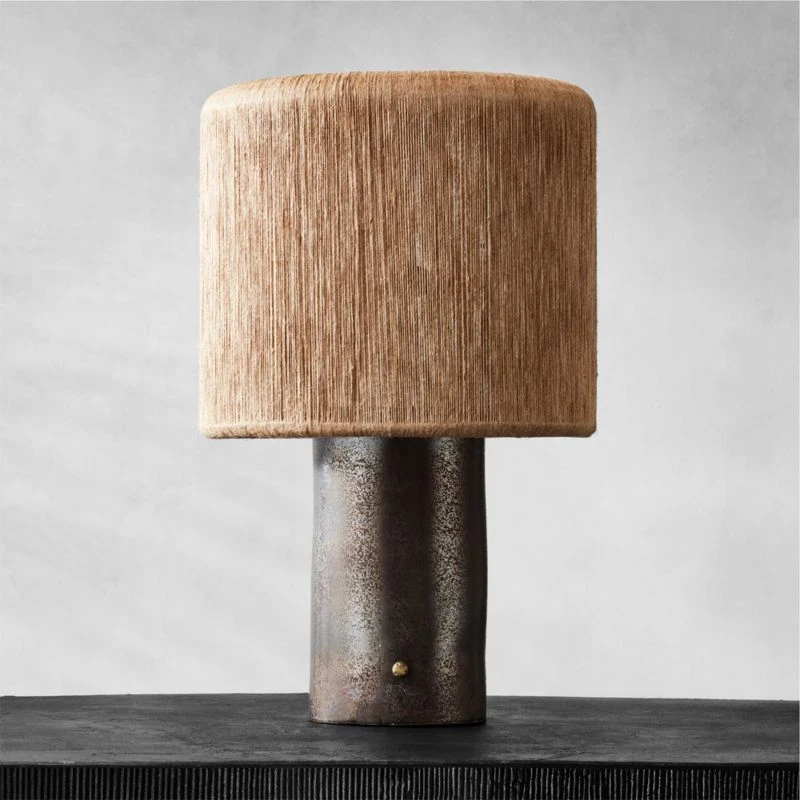 Ramble Tall Dark Brown Ceramic Table Lamp With Jute Shade