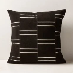 Keene Black Suede Throw Pillow With Down-Alternative Insert 20''