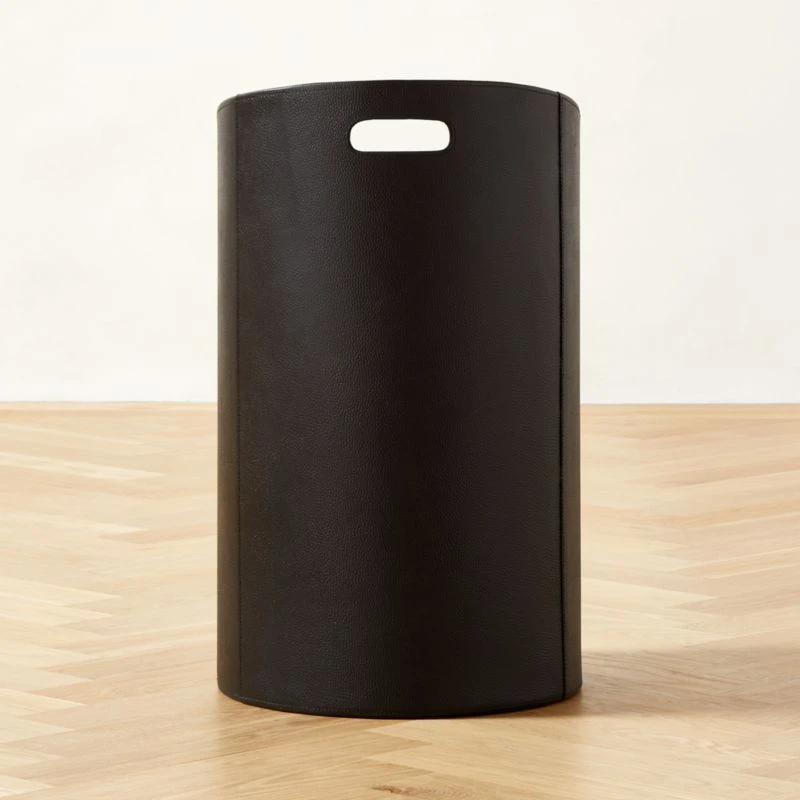 Black Leather Laundry Hamper
