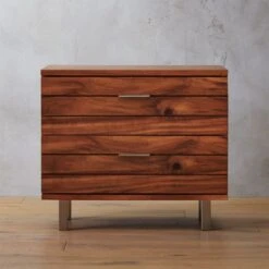 Linear 2-Drawer Wood Nightstand