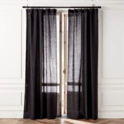 EUROPEAN FLAXâ„¢-Certified Linen Black Window Curtain Panel 48''x84''