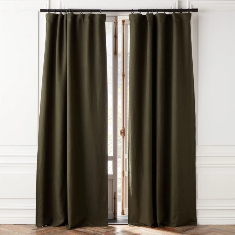 Forest Green Linen Blackout Window Curtain Panel 48''x84''