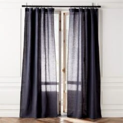EUROPEAN FLAXâ„¢-Certified Linen Smokey Blue Window Curtain Panel 48''x84''