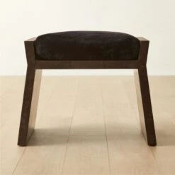 Liscio Black Burl Wood And Shearling Stool