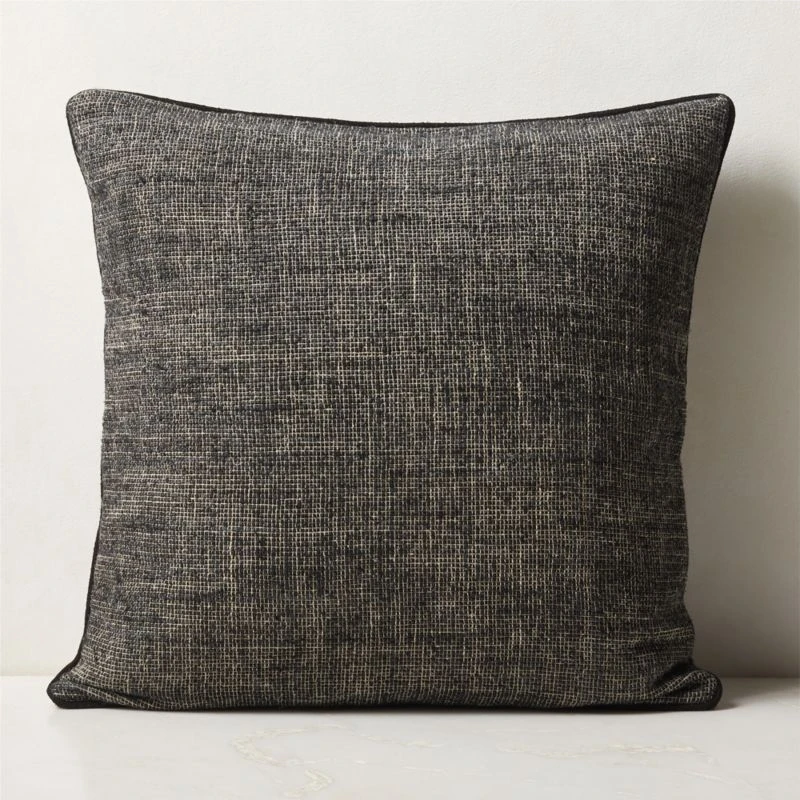 Lox Black Linen Throw Pillow 23"