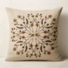 Mandala Floral Linen Throw Pillow With Down-Alternative Insert 23''