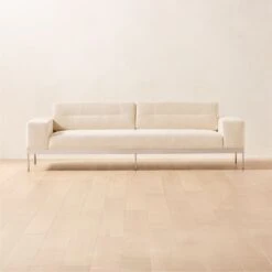 Mauro Ivory White Chenille Fabric Sofa