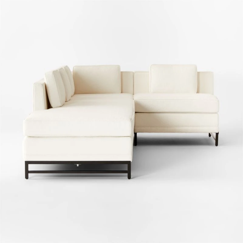 Metric 3-Piece L-Shaped White Boucle Sectional Sofa With Left Half-Back - Image 3