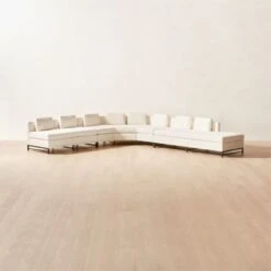 Metric Curved 3-Piece L-Shaped White Boucle Sectional Sofa With Right Arm