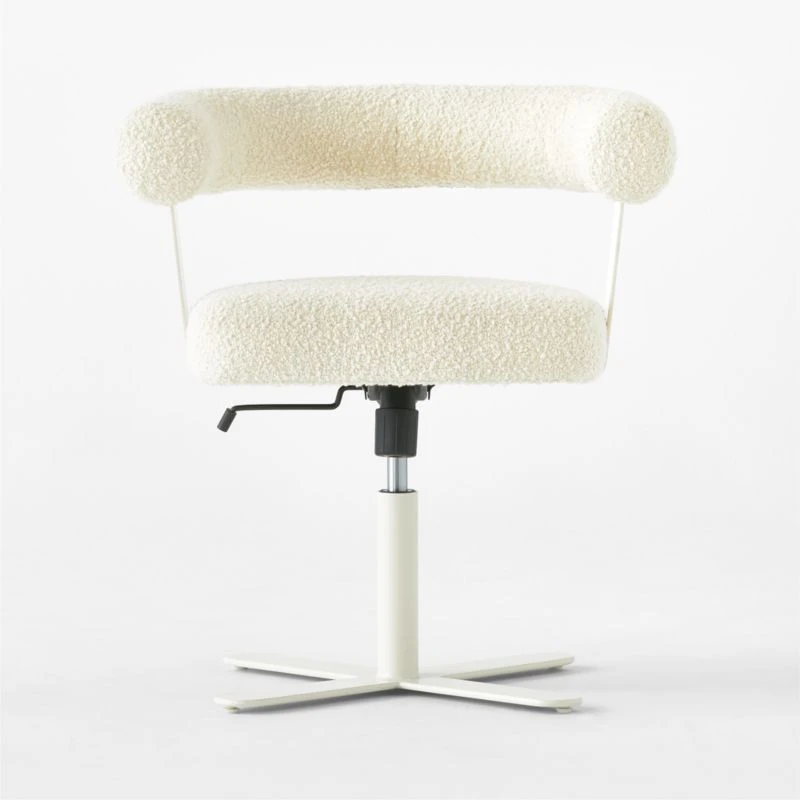 Mezza Ivory Boucle Office Chair - Image 2